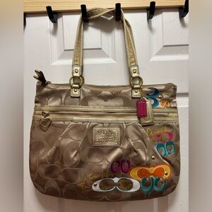 Coach Poppy G1273-F30099 Daisy Appliqué Signature Glam Tote in VGUC